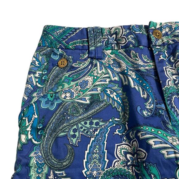 Lauren Ralph Lauren Womens Shorts Size 10 Blue Cuffed Paisley High Rise Zip Fly - Picture 5 of 9